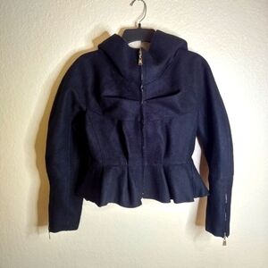 Louis Vuitton crop peplum hooded wool blend jacket sz 38/6
